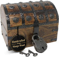 Nautical Cove Handmade Pirate Treasure Chest for Kids Prizes & Classroom with Lock and Skeleton Keys – Lockable Wooden Storage Chest Box, Pirate Decor, Decorative Wooden Box - Small 8x6x6