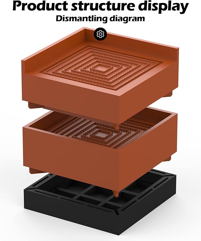 Furniture Risers, Tclouda Bed/Sofa/Desk/Table/Chair Leg/Fridge Lifts to 1.5, 3 and 4 in, Square Adjustable Risers Blocks for Extenders, Heavy Duty Supports Up to 1300 Lbs, 1.5 in-Brown-Square