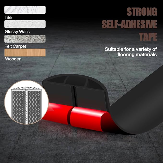 Floor Cord Cover Self Adhesive Cord Hider,3.3FT Cable Management, Extension Strip Protector for Wires, Prevent Cable Trips for Offices, Gyms, Exhibitions Cavity:0.51"(W) x 0.3"(H) Black