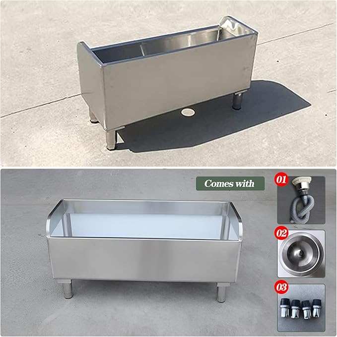 Floor Mop Sink With Drainage/Strainer,stainless steel utility sink,304 Stainless Steel,for Laundry Room,Kitchen, Restaurant, Garages (23.6"L x 16.1"W x 21.6"H)