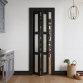 Bifold Doors for 24" x 80" Opening, 3-lite Tempered Frosted Glass Closet Folding Doors with Hardware kit Included, Easy Assembly, Black