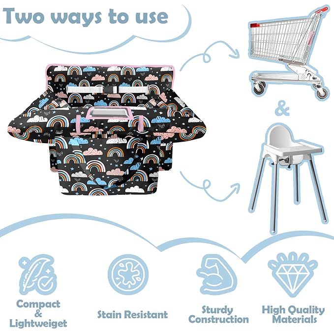 Shopping Cart Cover for Baby Girl Boy 2-in-1 High Chair Water Resistant High Chair Cover w/Phone Pouch Pocket Gender Neutral Cart Cover for Zebra Texture Babies Padded Grocery Cart Cover for Baby