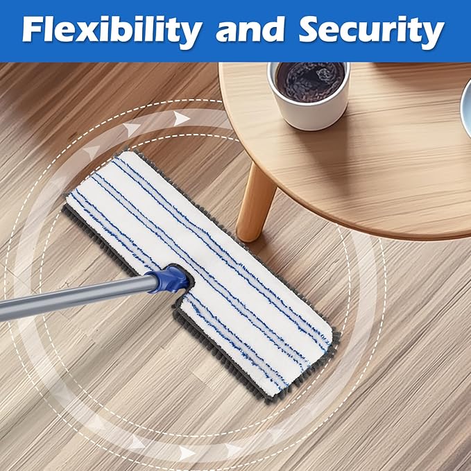 Microfiber Mops for Floor Cleaning, Masthome Dust Mop with 4 Washable Pads, 2-SidedMicrofiber Flip Mop for Wet & Dry Use, Flat Floor Mops for Hardwood, Laminate, Vinyl,Kitchen, Tile -1 Scraper