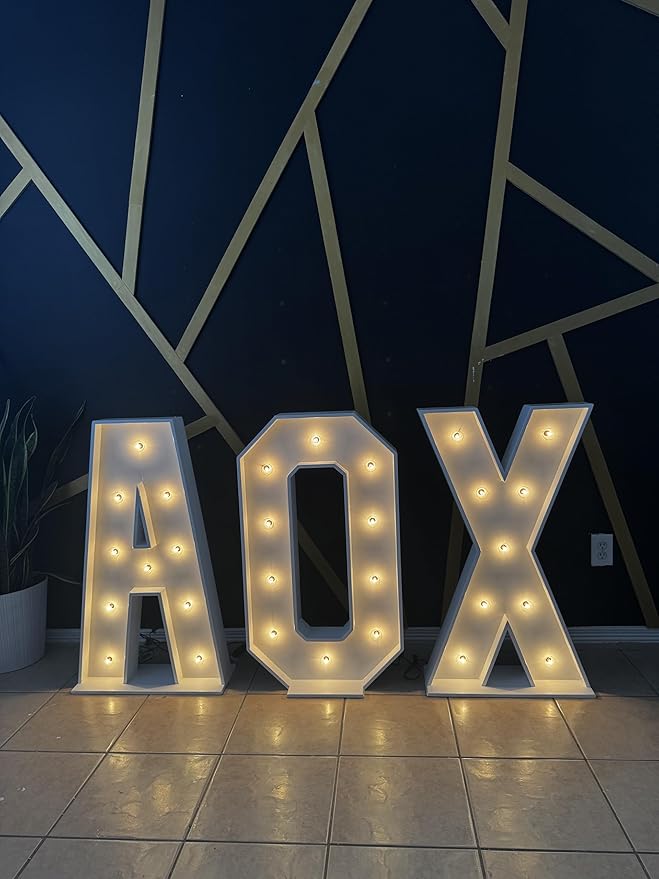 3ft durable wood marquee light up Letters/Numbers multiple use indoor/outdoor large light up letters and numbers for party decorations Perfect for birthdays weddings graduations any type of event. (Price is per marquee, once order is placed please mess...