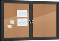 Mifuro 48"x30" Enclosed Bulletin Board, Outdoor Lockable Weather-Resistant Aluminum Cork Noticeboard for School & Office,Black Frame w/Cork