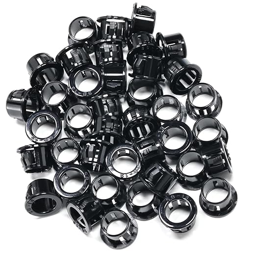 40 pcs Black Snap Bushing 1/2" (13 mm) Mounting Diameter, Plastic Cable Hole Grommets for Wiring, Round Nylon Snap in Locking Electrical Wire Cord Hose Tubing Bushings Grommets Protectors