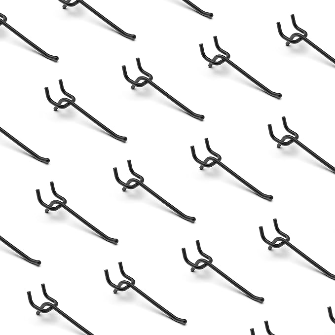 HUHOLE Black Pegboard Hooks 4 Inch, 25PC, Heavy Duty Pegboard Hooks, Fit 1/4" Peg Board