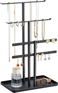 pickpiff Black Jewelry Stand Holder Organizer: 14.5" Sturdy Hanger for 80 Pcs Jewelry, Jewlery Tower for Display Necklace, Earring, Bracelet, Watch