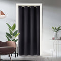 ChrisDowa Blackout Door Curtains for Doorway Privacy, Grommet Closet Curtains for Bedroom Closet Door, Thermal Insulated Temporary Doorway Cover Room Divider Drapes (1 Panel, Black, 42 x 80 Inch)