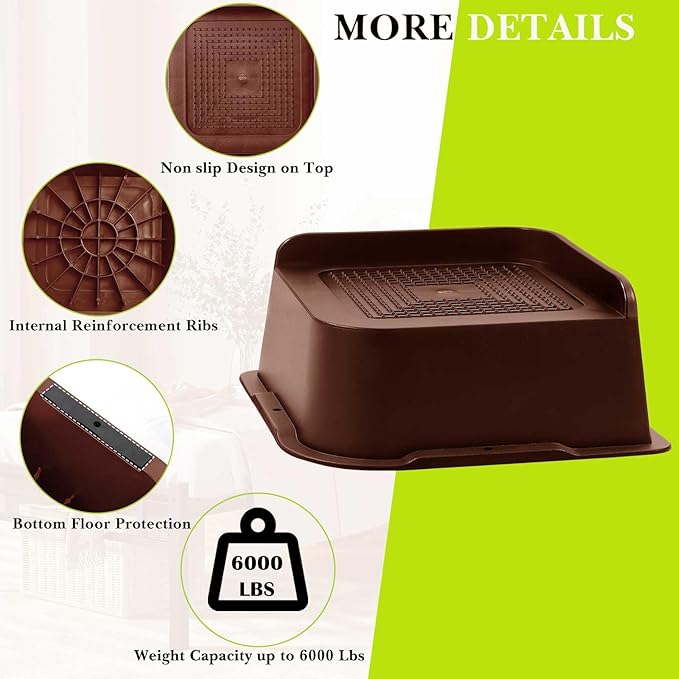 Bed Risers 1 inch, 2 inch, 3 inch, 4 inch, 6 inch, 8 inch Heavy Duty, Oversized Furniture Riser for Couch Sofa Table Chair Leg Frame Dorm, Support up to 6000 Lbs (Chocolat Brown 4 Pack, 2 inch)