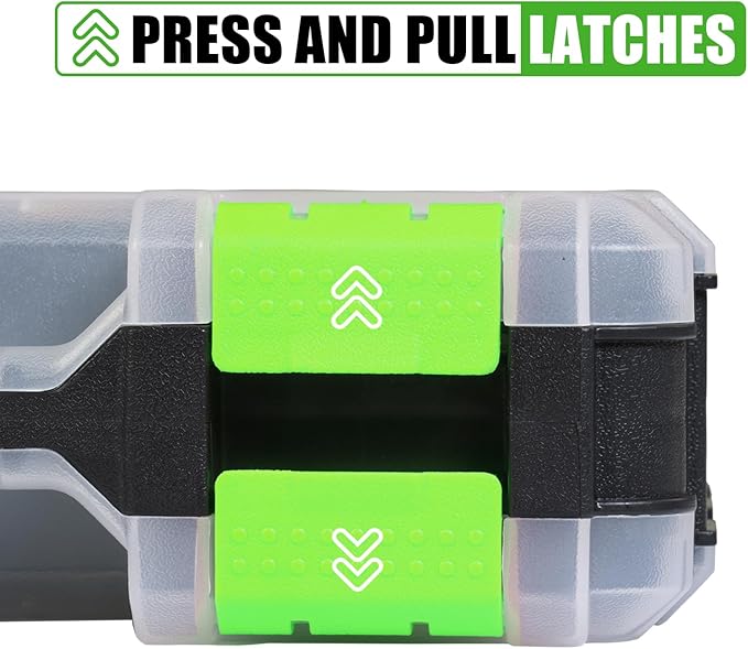 Generic Tool Box with Transparent Lid, Double Side 34-Compartments Organizer Box with Removable Dividers for Hardware, Screws, Bolts, Nails, Beads, Jewelry and Fishing Accessories, Green, 4 Packs