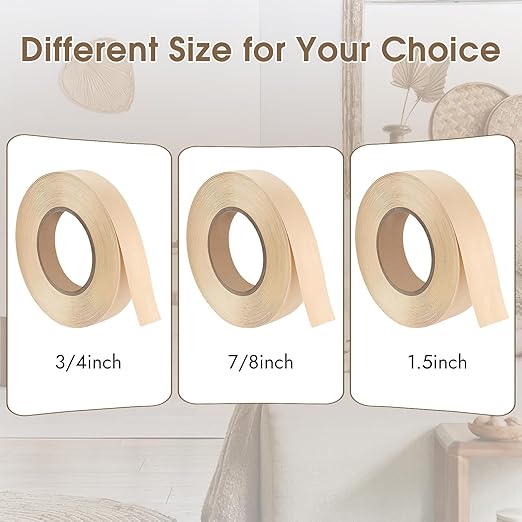 BEVTEE Birch Edge Banding, 1.5 Inch x 50 ft Wood Veneer Roll Pre-glued, Flexible Birch Iron-on Veneer Edge Band for Plywood & Furniture Edging, Natural Wood Color for DIY & Professional Projects