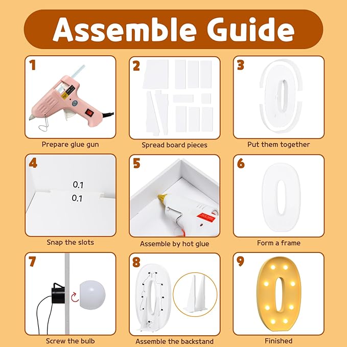 imprsv 3FT Light Up Mosaic Numbers, Marquee Letters for 10th, 20th, 30th Birthday Decorations, Pre-Cut Foam Board Kit