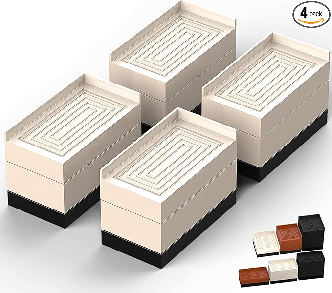 Furniture Risers, Tclouda Bed/Sofa/Desk/Table/Chair Leg/Fridge Lifts to 1.5, 3 and 4 in, Rectangle Adjustable Risers Blocks for Extenders, Heavy Duty Supports Up to 1300 Lbs, 3 in-Apricot-Rectangle