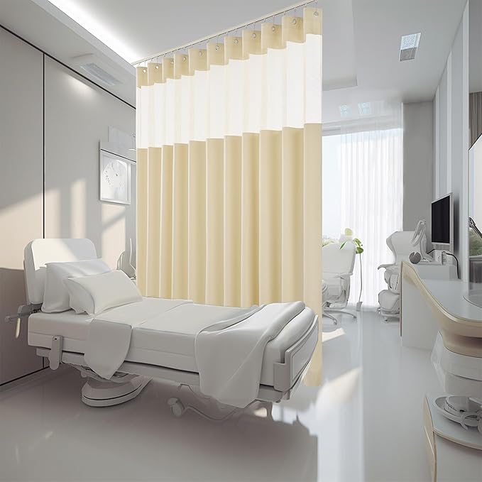 Cniuyhi 15ft Wide x 8ft Tall Hospital Curtains with Grommet for Hospital Medical Clinic SPA Lab Curtain Room Divider Privacy Screen (Beige, 1 Panel)