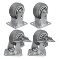 4'' × 2'' Caster Wheels, Heavy Duty Industrial Casters Set of 4 Rubber Wheels, Load 2400lbs Capacity, Swivel Caster for Cart Dolly Toolbox (2 Brake & 2 Rigid)