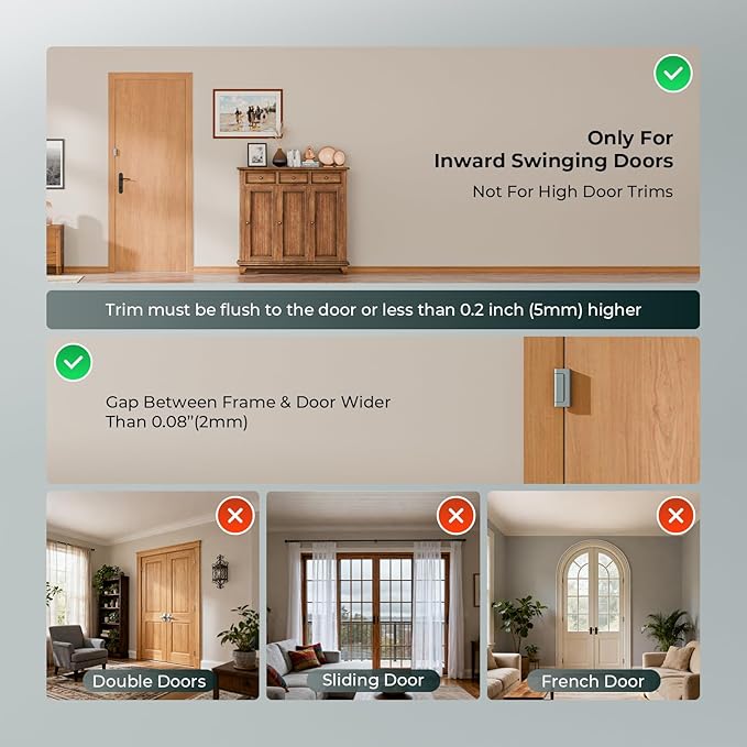 5Pack Home Security Door Reinforcement Lock Childproof, Door Lock for Kid Safety, Door Latch Stopper for Front Door Inside Top of Door, Aluminum Construction Finish