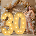 Mixifox 4FT Marquee Numbers 30, Large Light up Number 30 for Birthday Party Supplies, Sign, Backdrop, Happy 30th Birthday Decorations for 30 Years Old Women Men