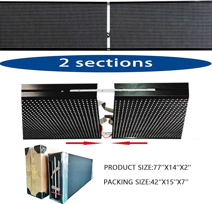 HS ProgrammableLed Sign , Outdoor Digital Scrolling Open Neon Signs, Electronic Message Display Screen Banner Board Large Waterproof for Business Store Advertising Window Public , Full Color High Brightness P10 77’’x14’’, WIFI control Custom Text
