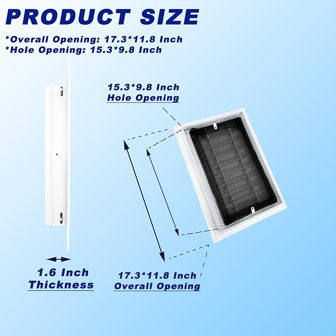 12"*18" Gable Vent,Aluminum Alloy Wall Vent Shed Vents,with Removable Strainer and 180 Degree Opening Angle.Ideal for Attic,Shed,Garage,Play House,Coop.[Inside Dimensions:9.5"w X 15"h]-White 2 Pack