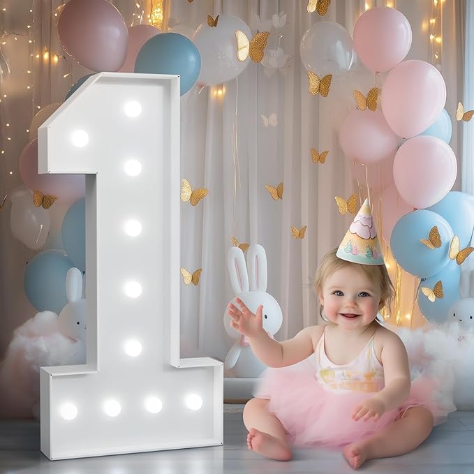 Light Up Numbers, Marquee Numbers 4 Feet Tall with Cool White Light, Large Number for Party Anniversay Event Graduation Decoration, Marquee Numbers 4ft Light Up Sign Number 5