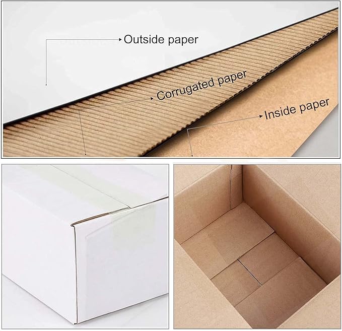 Calenzana 7x5x4 Inches Shipping Boxes Pack of 25, White Cardboard Corrugated Box for Mailing Packing and Storage