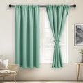 JIUZHEN Blackout Curtains for Bedroom– Thermal Insulated,Noise Reducing Room Darkening Privacy Drapes for Living Room, Set of 2 Panels with Tiebacks, 38 x 63 inch Long, Sage Green