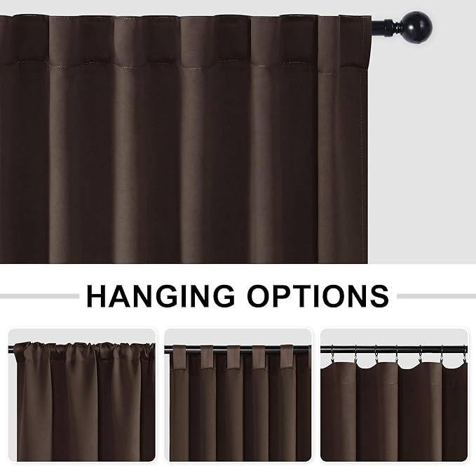 Hiasan Room Divider Curtains Patio Sliding Door Blackout Curtain Privacy Room Thermal Insulated Noise Reduction Panel with Back Tab & Rod Pocket for Bedroom Partition(80 x 84 Inches, Brown)