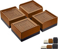 Bed Furniture Risers 1.5 inch, Square Adjustable Risers Blocks for Bed Sofa Table and Couch Lifting，Heavy Duty Support Up to 1,300 Lbs (4 Pack-Brown)