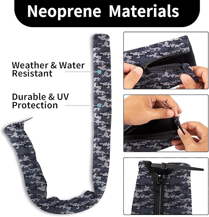 2PCS 48-Inch Trolling Motor Cable Sleeve,Zippered Rigging Sleeve,Made of Neoprene Thick Trolling Motor Sleeve,Great for Cover Wire and Extension Cords (Camouflage Blue)