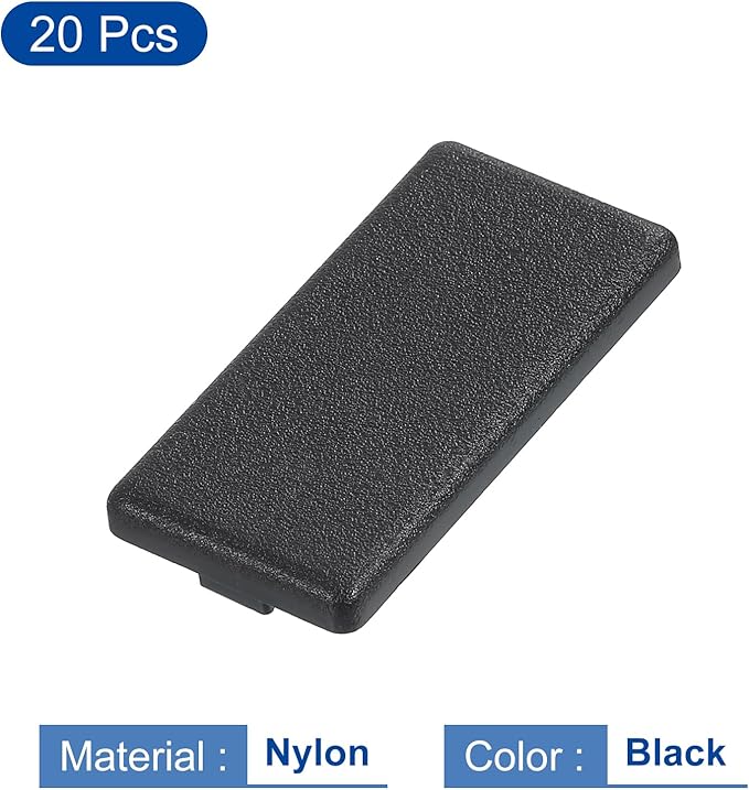 uxcell 20Pcs Extruded End Cap Nylon, 20x40mm T-Slot Aluminum Profile 2040 European Standard End Cap Extrusion Plug for Trolley, Fish Tank Rack, Storage Rack, Black