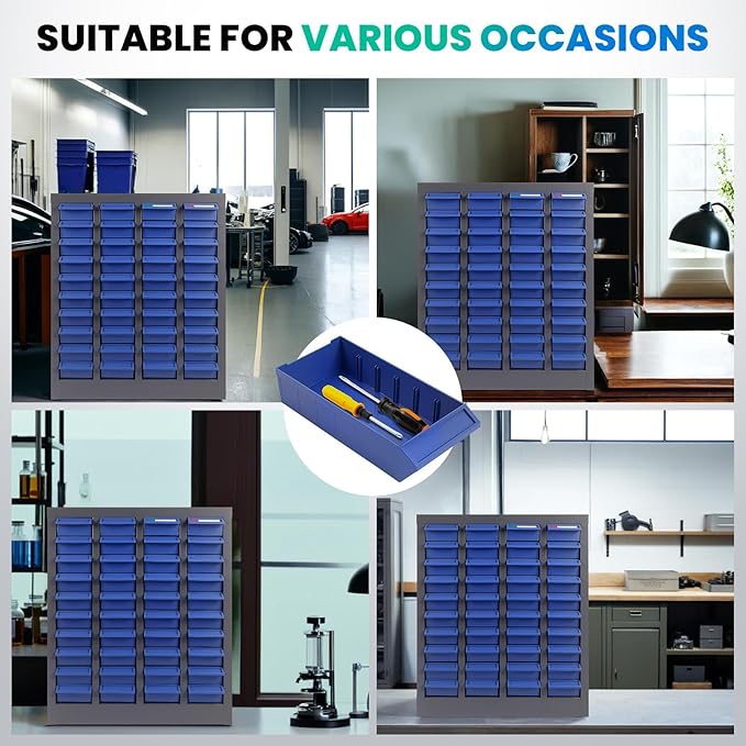 40-Drawer - Nut and Bolt Organizer | Stainless Steel Part Storage Cabinet | Shelves & Labels | Each Drawer 3.9" D x 7.8W x 2" H | Durable Hardware Storage for Small Parts/Tool (Classroom, Home)
