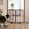 Freestanding Dog Gate Indoor,Doggie Gate Foldable Pet Gates for Doorways,Stairs or Hallways, Wooden Brown Pet Gate for The House, Pet Fence with Support Feet Included,32 "Height-2 Panels