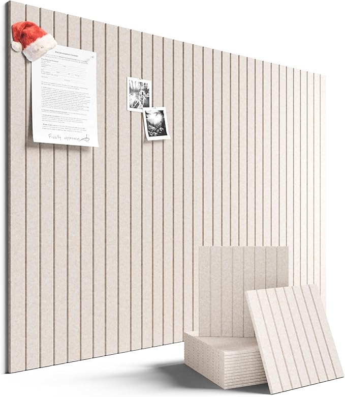 Large Felt Bulletin Board 48" x 36" Cork Board Alternative-12 Pack with 70 Safe Removable Adhesive Tabs, Cork Boards for Walls Cork Board for Home Office Classroom Pin Board (Oatmeal)