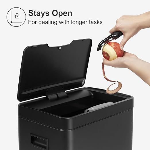 Mbillion Automatic Touchless 21 Gallon Motion Sensor Trash Can Stainless Steel Smart Trash Cans with Lid Rectangular Garbage Can for Kitchen Bedroom Home Office Black
