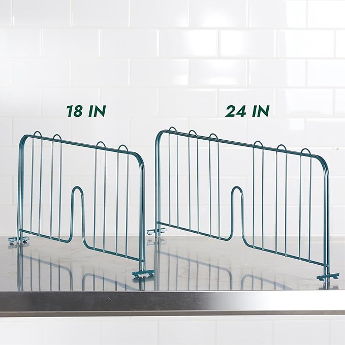 APLSS 4 Pack 24" Width Green Epoxy Shelf Divider for Wire Shelving, Dry&Wet Storage, NSF Certified