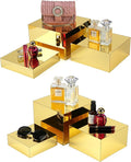 Gold Risers Display Stands, 6pcs Acrylic Display Stand, Purse Stand, Food Display Buffet Riser, Retail Mirror Squre Display Boxes for Perfume Collection Jewelry Party Centerpieces