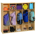 Contender 54" 5 Section Daycare Cubby Coat Locker with Storage, Wooden Backpack Organizer with Hooks for Classroom [Greenguard Gold Certified]