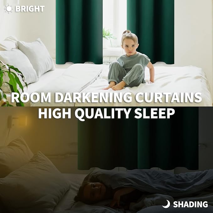BGment Blackout Curtains for Bedroom - Grommet Thermal Insulated Room Darkening Drapes for Living Room, Set of 2 Panels (38 x 84 Inch, Emerald Green)
