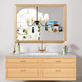 Amorho Bathroom Mirror 40" X30", HD Reflection Metal Framed Mirror for Wall, Anti-Rust, Hang Horizontally/Vertically, Suitable for Bedroom, Farmhouse, Bathroom, entryway (Oak Wood Grain)