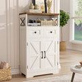 Farmhouse Storage Cabinet with Barn Doors and Shelves, Farmhouse Kitchen Pantry, Small Tall Coffee Bar Cabinet with Storage, Hutch Cupboard for Bathroom, Laundry, Living Room,White