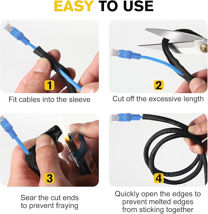 Cord Protectors from Pets No Chew, Ultra Durable Wire Protector Cord Covers for Pets, Flexible Cable Sleeve Cord Management for TV/Computer/Electric Wires/Phone Charging Cables (1/4"-10Feet)