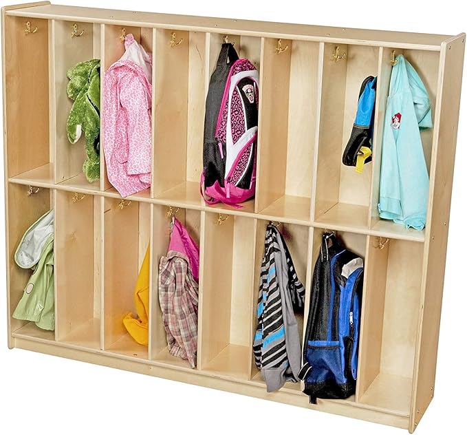 Contender 16-Section Classroom Coat Locker & Backpack Hanger, Daycare Cubby Coat Rack, Cubicle Coat Hanger for Office, School, Kindergarten, Montessorri