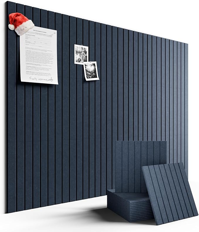 Large Felt Bulletin Board 48" X 36" Cork Board Alternative-12 Pack with 70 Safe Removable Adhesive Tabs, Cork Boards for Walls Cork Board for Home Office Classroom Pin Board -Navy Blue
