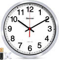 Geevon 10 Inch Atomic Wall Clock - Self-Setting Analog Clock with Automatic Time Sync - Battery Operated for Home Office School - Silver Frame