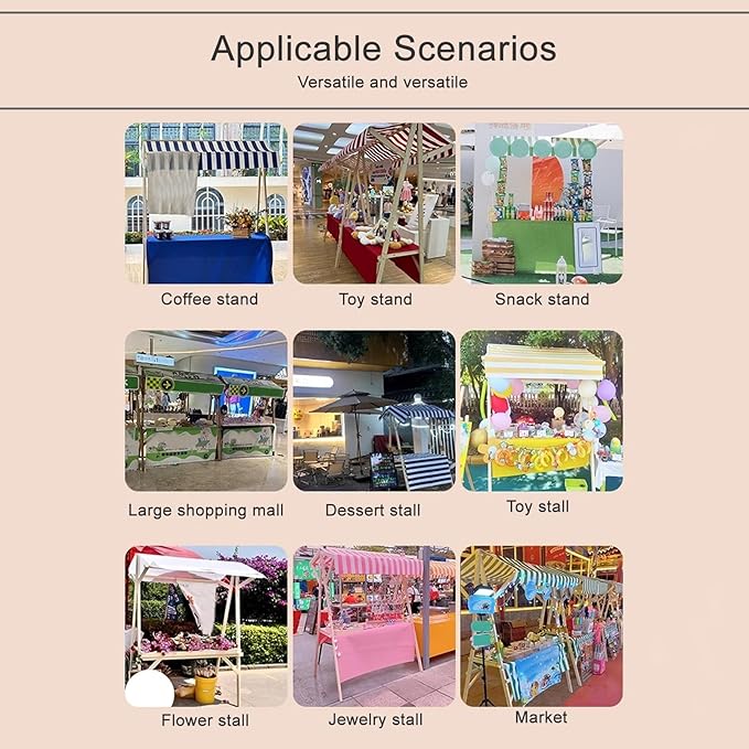 Collapsible Mobile Market Stall Carts Vendor on Wheels, Wood Outdoor Vendor Cart, Easy to Assemble for Parties, Birthdays, Weddings, Bar(Blue2,120cm/47.2in)