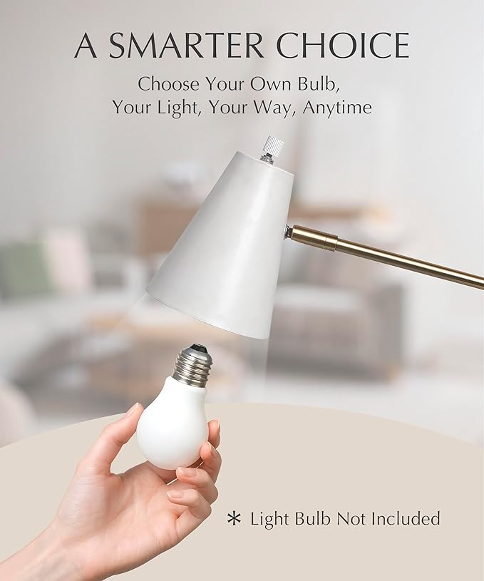HarvestLand HaloBar Brass Desk Lamp Home Office – White Industrial Table Lamp with Solid Base for Office, Reading Lamps for Bedside Table, Study and Reading Task Lamp, Christmas Gifts for Adults