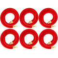Woanger 6 Pack Velvet Stanchion Rope, 5 Feet Crowd Control Stanchion Ropes Safety Barrier with Gold Plated Hook for Carpet Events Movie Theaters Grand Openings Hotels Party (Red)