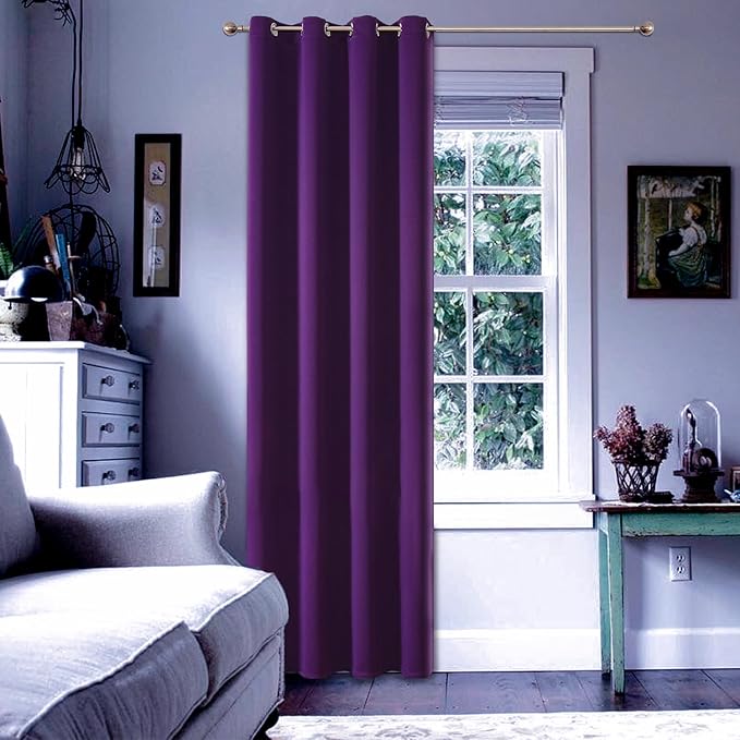 ChrisDowa Grommet Blackout Curtains for Bedroom - Thermal Insulated Room Darkening Curtains for Living Room (1 Panel Set, Royal Purple, 52W x 84L)