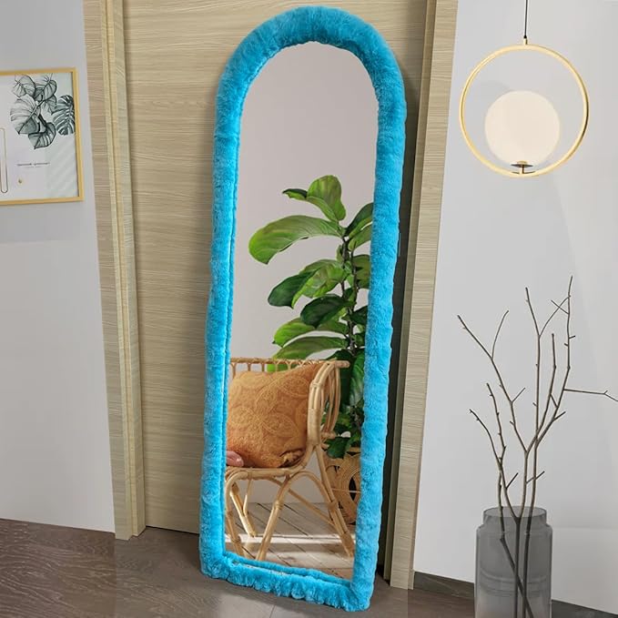 Fluffy Mirror Cover - 64"x21" Full Length Stretch Universal Ultra Soft Non-Slip Cover Warm Home Decor for Bedroom Cloakroom, Gift for Girls